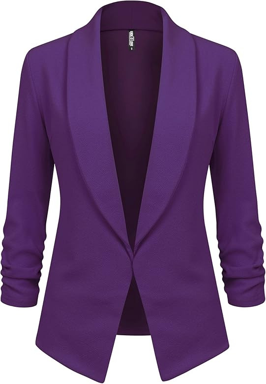 Lock and Love Women 3/4 Sleeve Blazer Open Front Cardigan Jacket Work Office Blazer | Amazon (US)