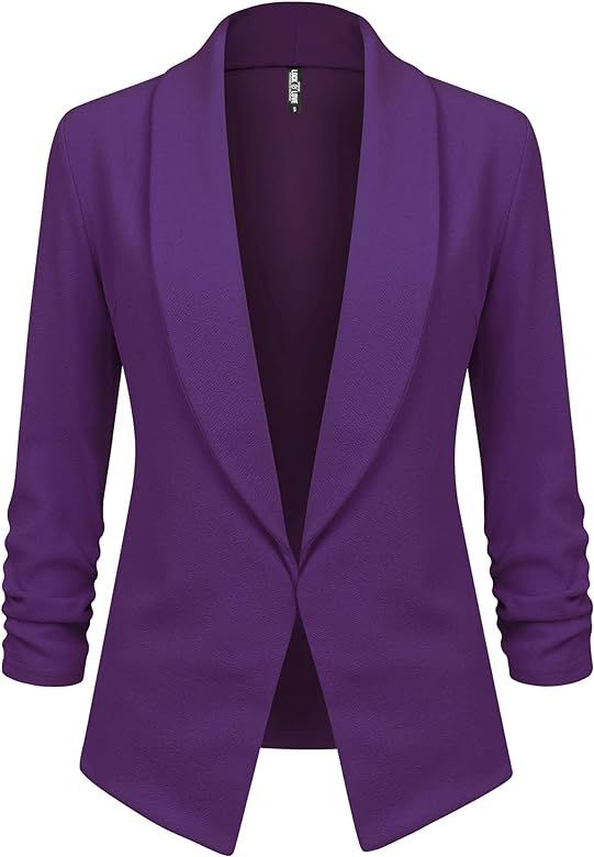 Lock and Love Women 3/4 Sleeve Blazer Open Front Cardigan Jacket Work Office Blazer | Amazon (US)