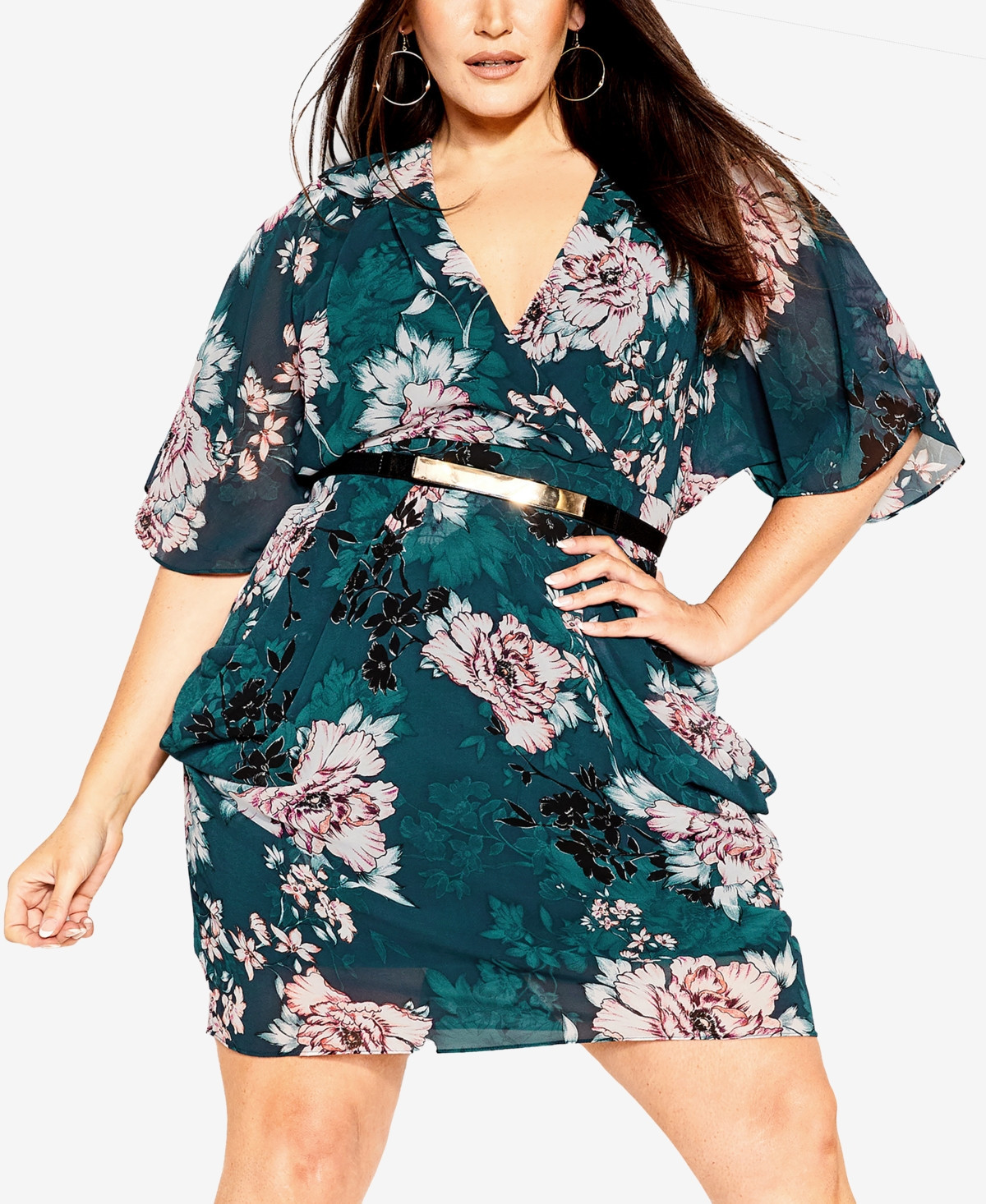 City Chic Plus Size Jade Blossom Mini Dress - Jade Blossom | Macy's