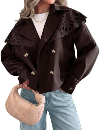 Tankaneo Women Cropped Trench Coat Cape Hollow Shoulder Jackets | Amazon (US)