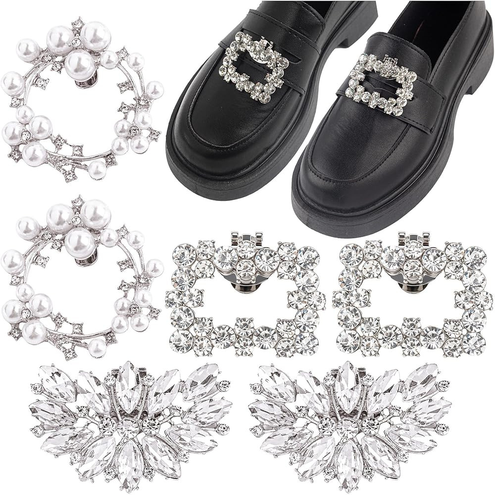 AUEAR, 6 Pack Rhinestone Shoe Clips Sparkling Crystal Shoe Buckles Metal Shoe Clips for Party Wed... | Amazon (US)