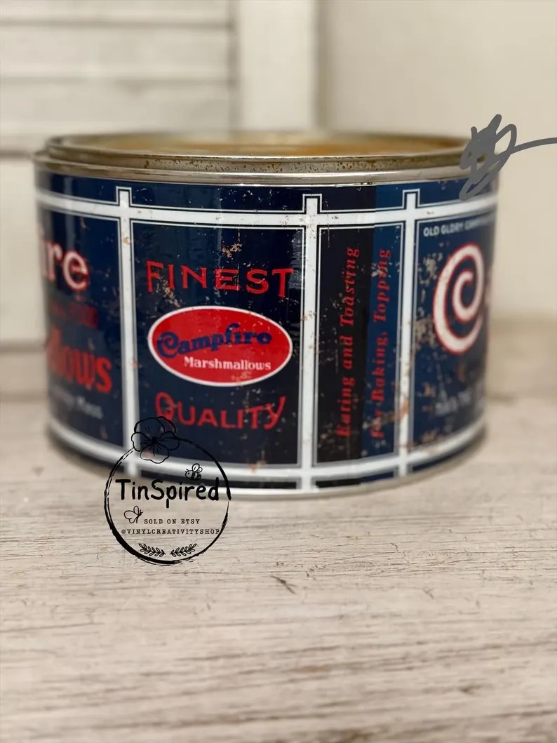 Americana Vintage Inspired Handmade Campfire Marshmallow Large Tin - Etsy | Etsy (Global)
