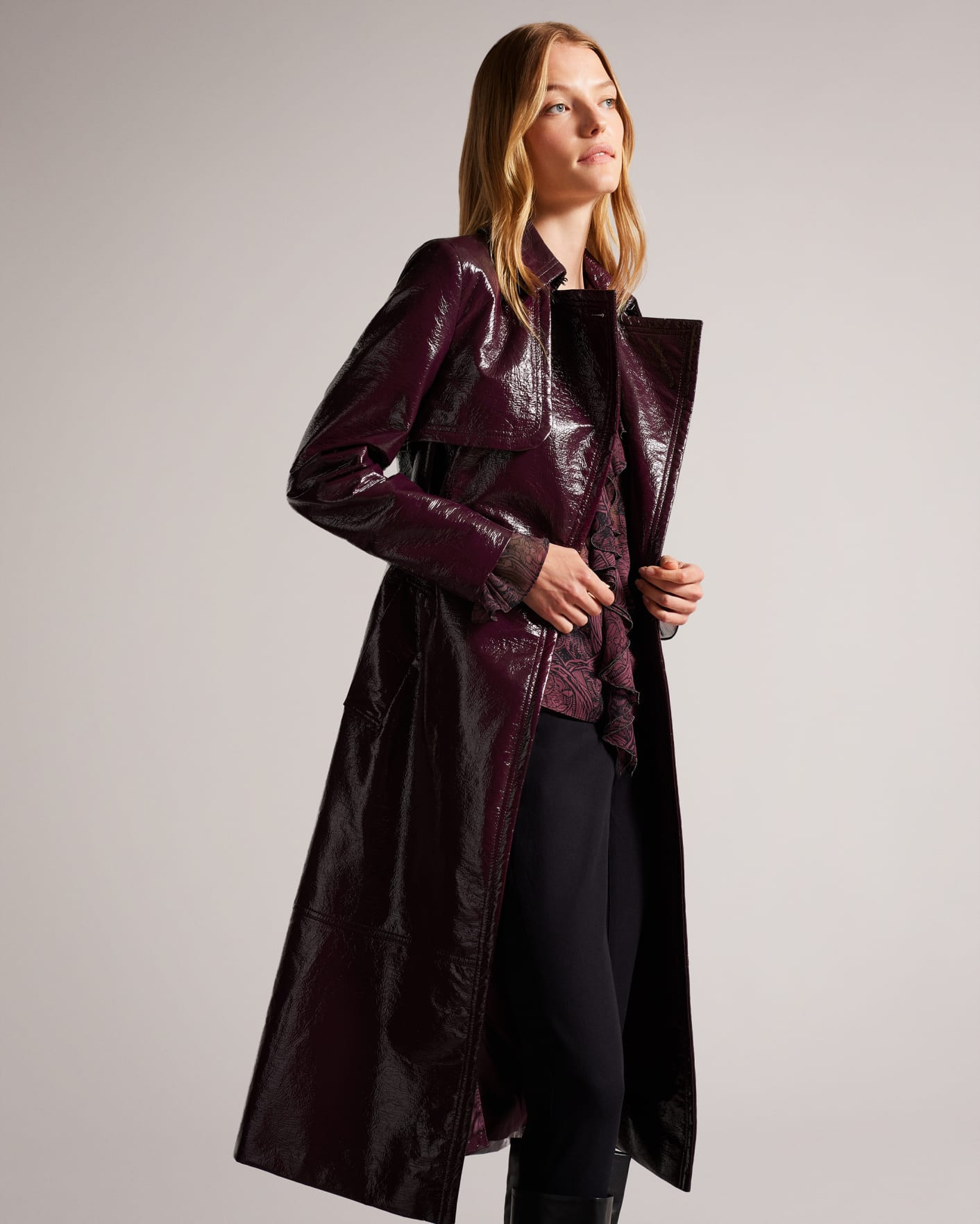 Vinyl Balloon Sleeve Trench Coat | Ted Baker (UK)