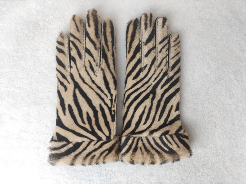 Zebra Print Leather Gloves, Cashmere Lined Lambskin Driving Gloves - Etsy Canada | Etsy (US)
