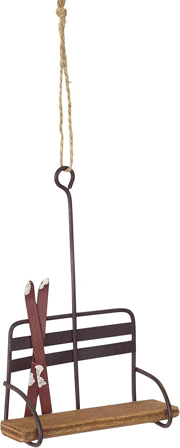 Ski Lift Chair Natural Brown 5 Inch Wood and Metal Christmas Figurine Ornament | Amazon (US)