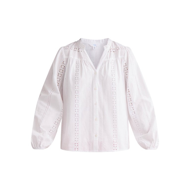 Time and Tru Women's Eyelet Embroidered Peasant Blouse, Sizes XS-XXXL | Walmart (US)