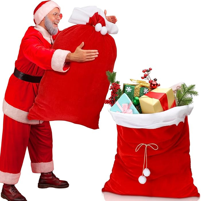 Shappy 2 Pcs Christmas Velvet Santa Claus Bags 20 x 28 Inch Large Santa Gift Sack with Drawstring... | Amazon (US)