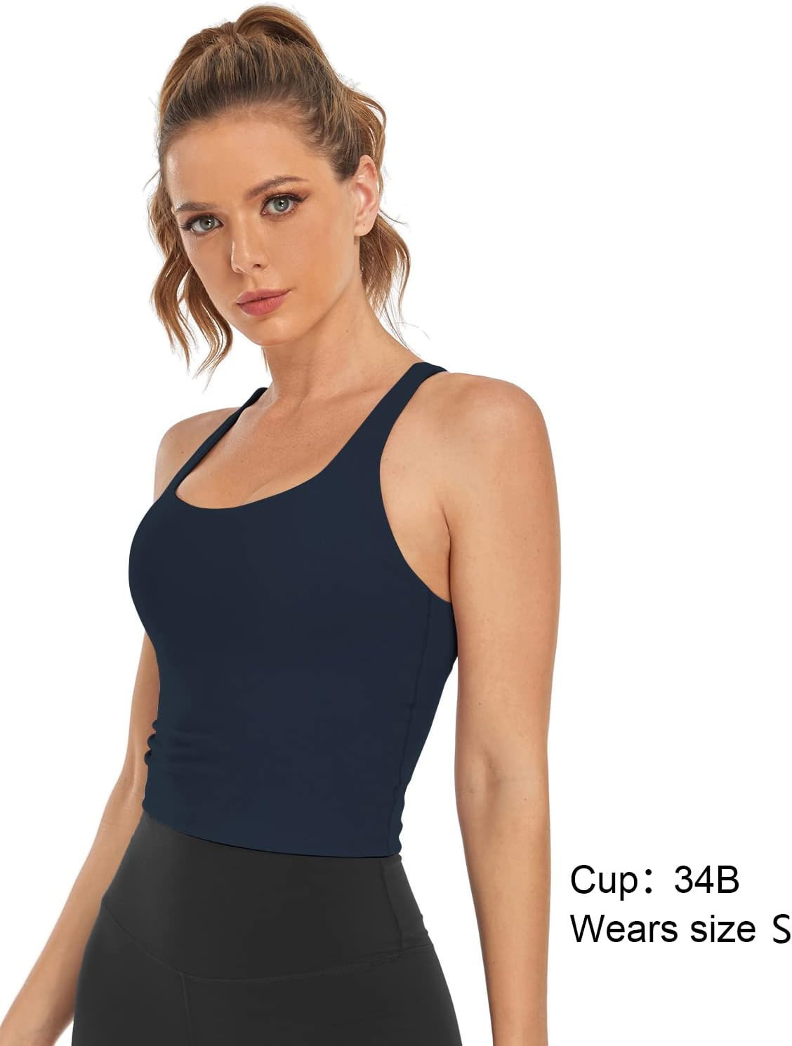 HeyNuts Longline Zeal Bras Medium Impact Wirefree Sports Bras Workout Tank Tops with Removable Pa... | Amazon (US)