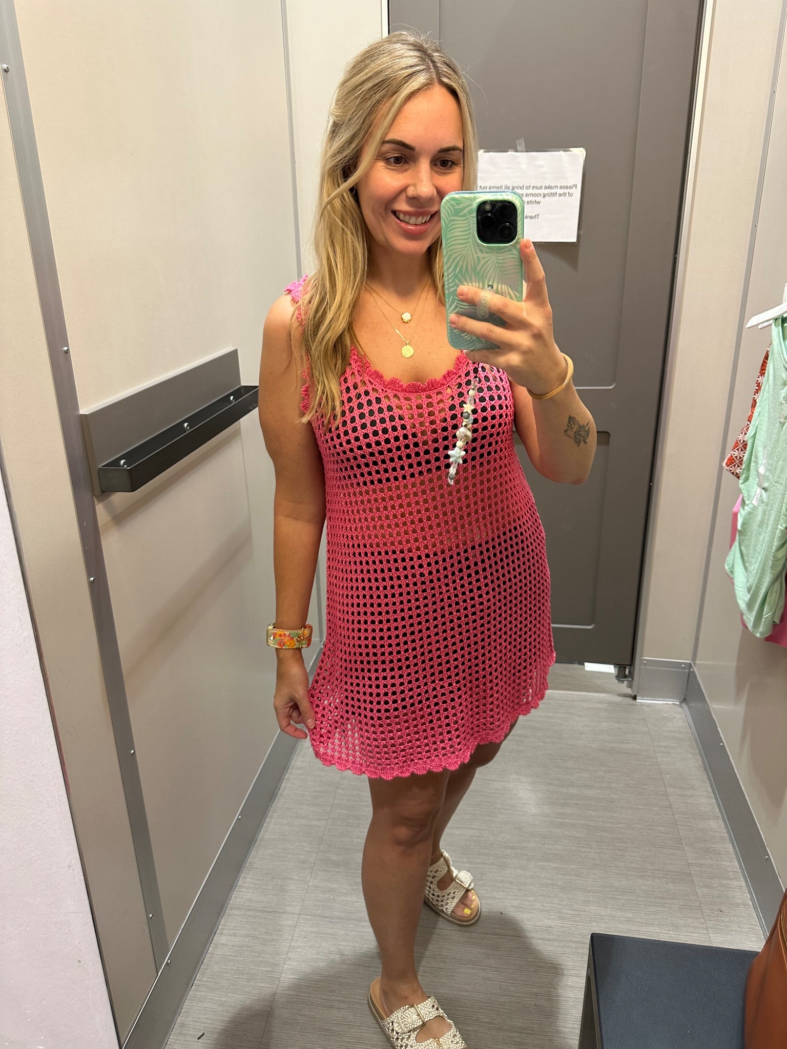 Cute crochet swimsuit cover up from Target! I bought both colors and love the scalloped edge. This pink one is a large but I also got my normal medium in the brown. If you like a little loooser fit size up because it’s juniors. It’s super soft! 

#LTKSwim #LTKSummerEdit