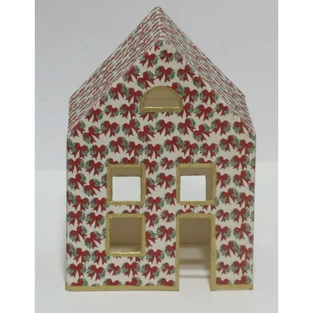 Paper Mache Bow House Christmas Tabletop Decoration, Multicolor, 7.95", by Holiday Time | Walmart (US)