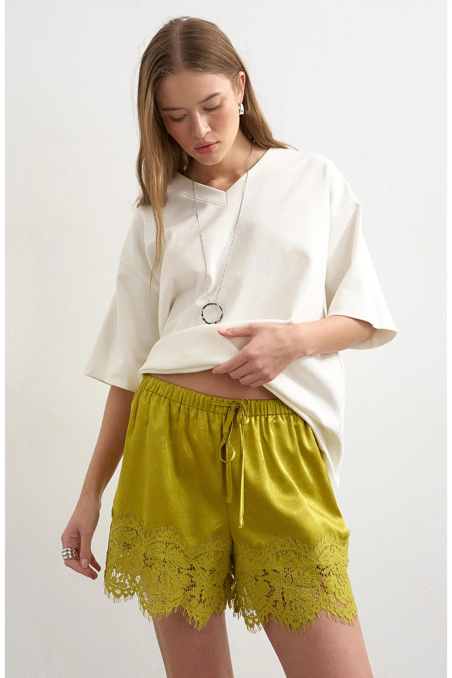 Crinkle Satin & Lace Shorts (Women) | Nordstrom | Nordstrom