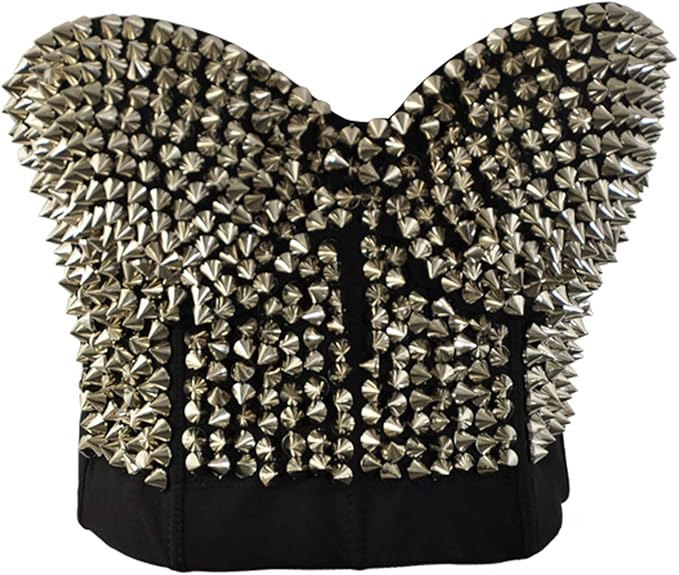 Alivila.Y Fashion Womens Metallic Spike Punk Goth Bra Clubwear Corset Top | Amazon (US)