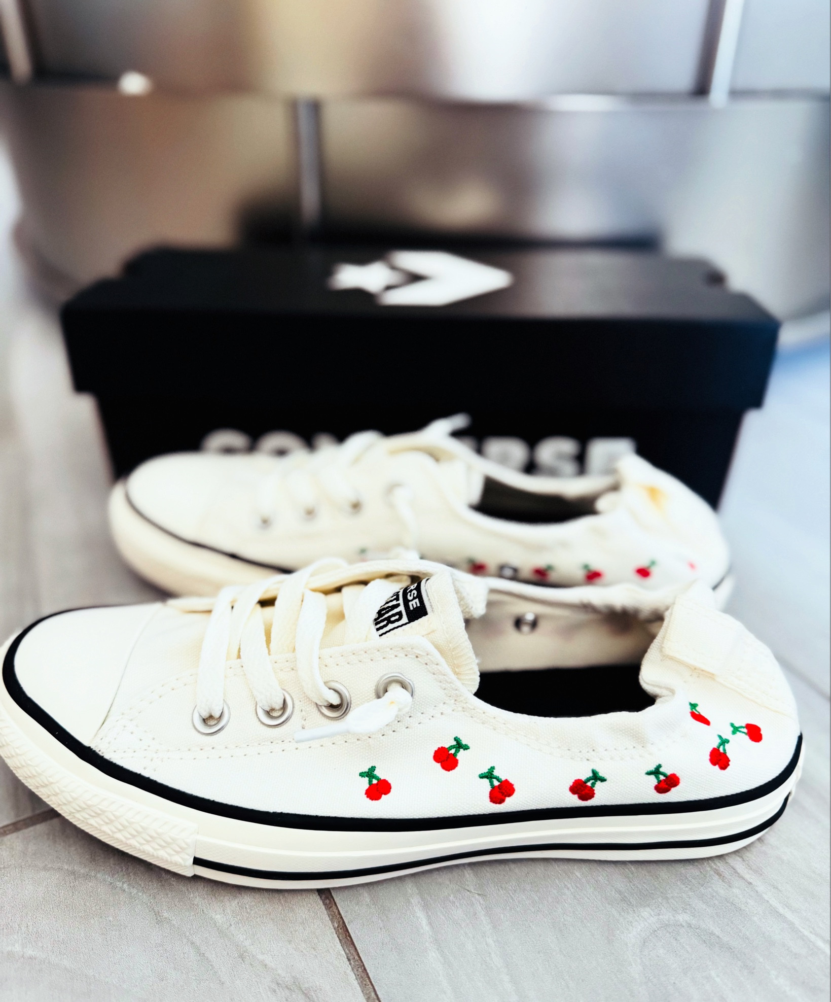 How cute are these? 🍒🍒🍒 #sneakercollection #converse #chucktaylor #cons #sneakers tip to size a half size down was correct for me  

#LTKStyleTip #LTKShoeCrush #LTKSaleAlert