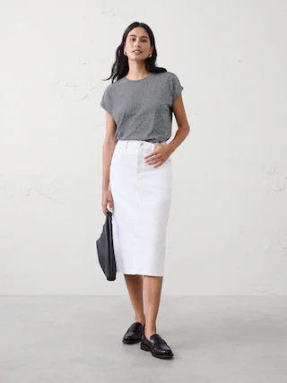 Linen-Blend Cap-Sleeve T-Shirt | Banana Republic Factory