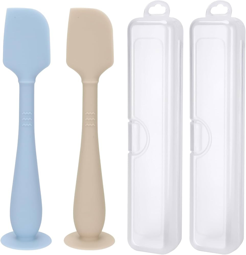 2 Pack Diaper Cream Spatula with Hygienic Travel Case, Butt Spatula Baby with Suction Base, Baby ... | Amazon (US)