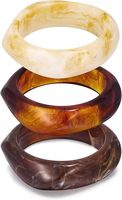 LILIE&WHITE Colorful Acrylic Bangle Bracelets For Women Resin Bangles Chic Vintage Gold Bracelet ... | Amazon (US)