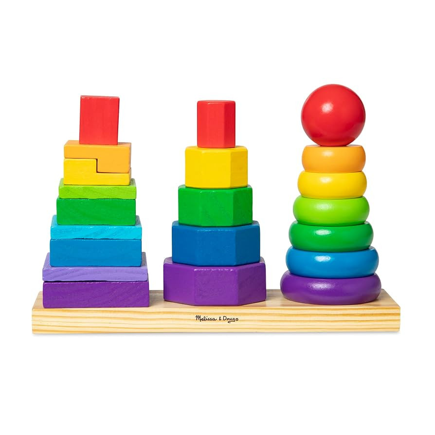 Melissa & Doug Geometric Stacker - Wooden Educational Toy,25 count(pack of 1) | Amazon (US)