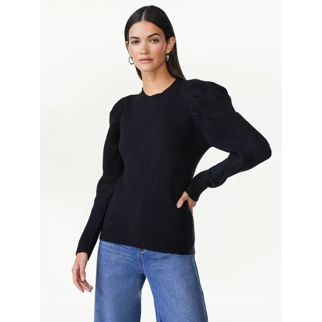 Scoop Women's Pullover Sweater with Long Sculped Sleeves, Sizes XS-XXL | Walmart (US)