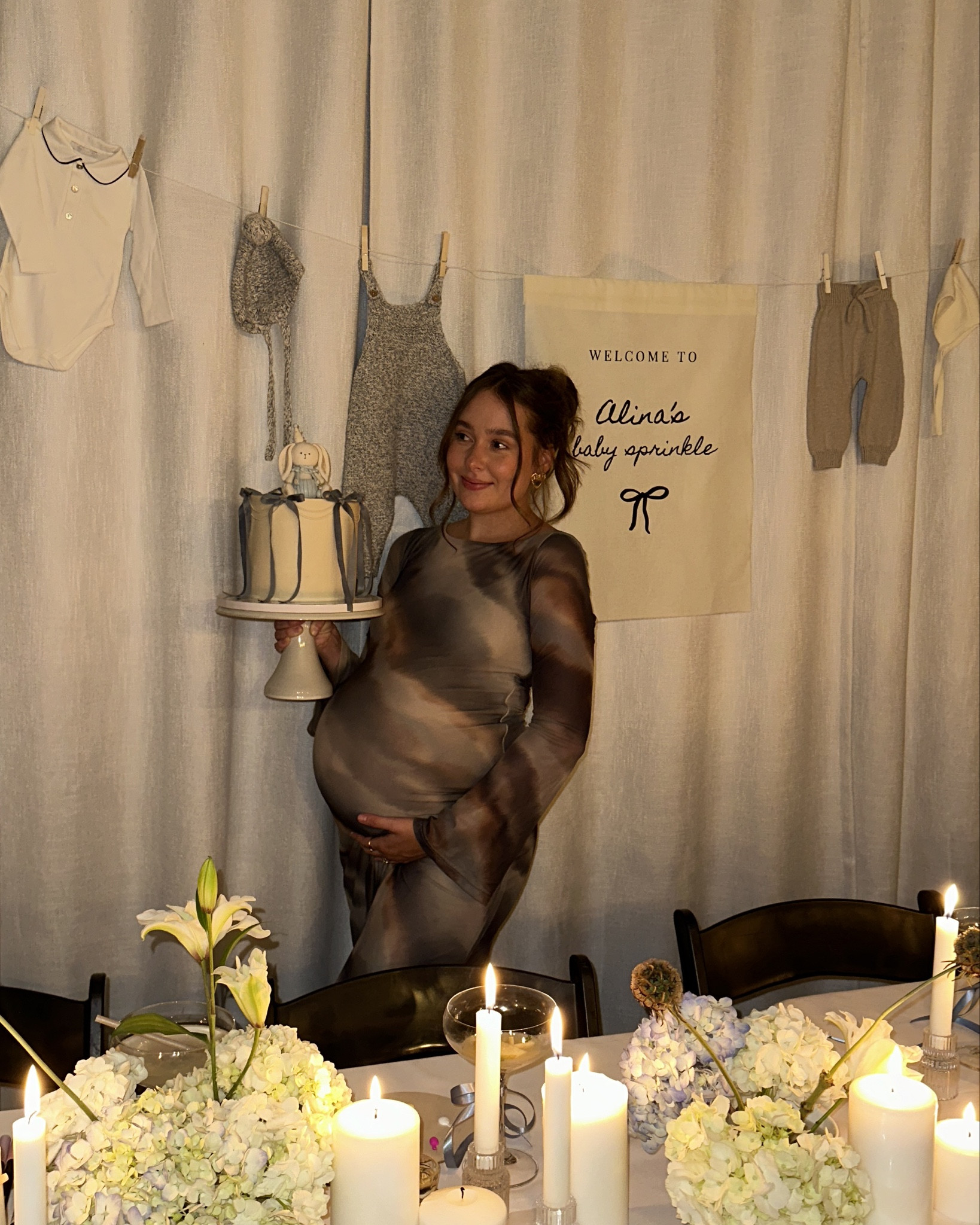 Baby shower look 🤎🧸wearing a size small in the dress! 

#LTKBump #LTKStyleTip