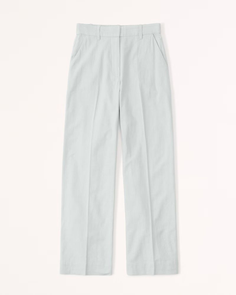 Clean Linen-Blend Tailored Wide Leg Pant | Abercrombie & Fitch (US)