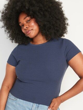 Short-Sleeve Cropped Slim-Fit Rib-Knit T-Shirt for Women | Old Navy (US)