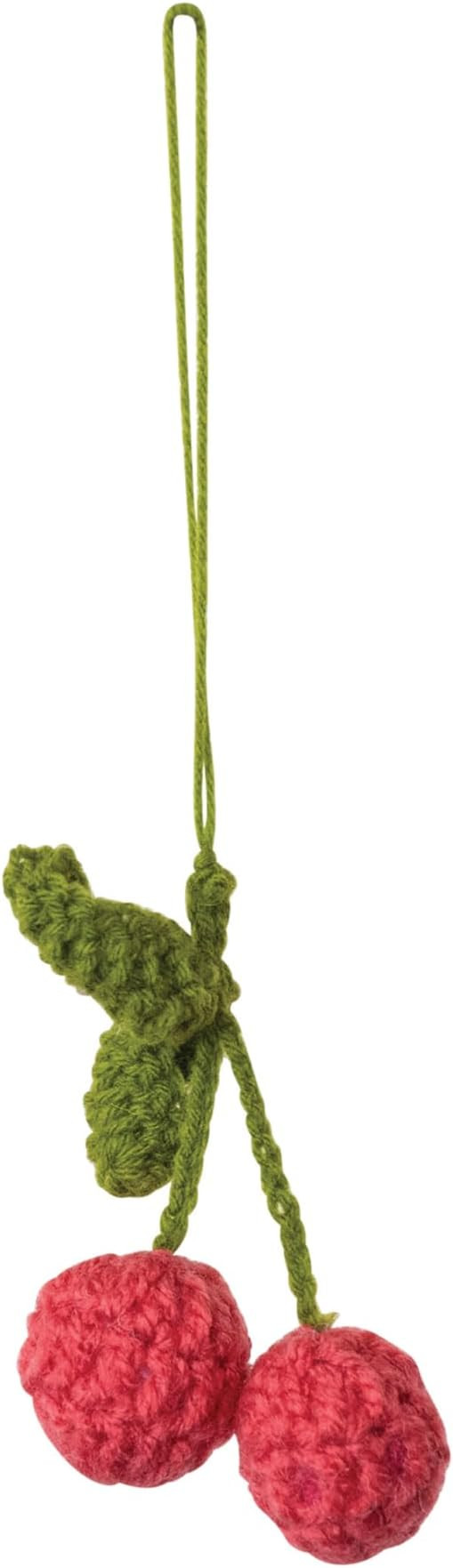 Creative Co-Op Wool Crocheted Cherries Ornament, Pink and Green | Amazon (US)