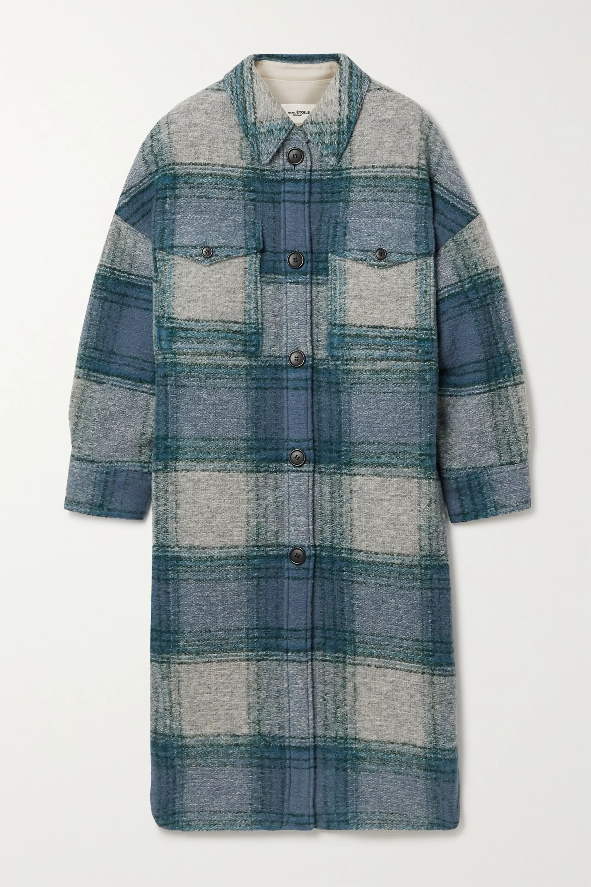 Blue Gabrion oversized checked brushed wool-blend felt coat | Isabel Marant Étoile | NET-A-PORTE... | NET-A-PORTER (US)