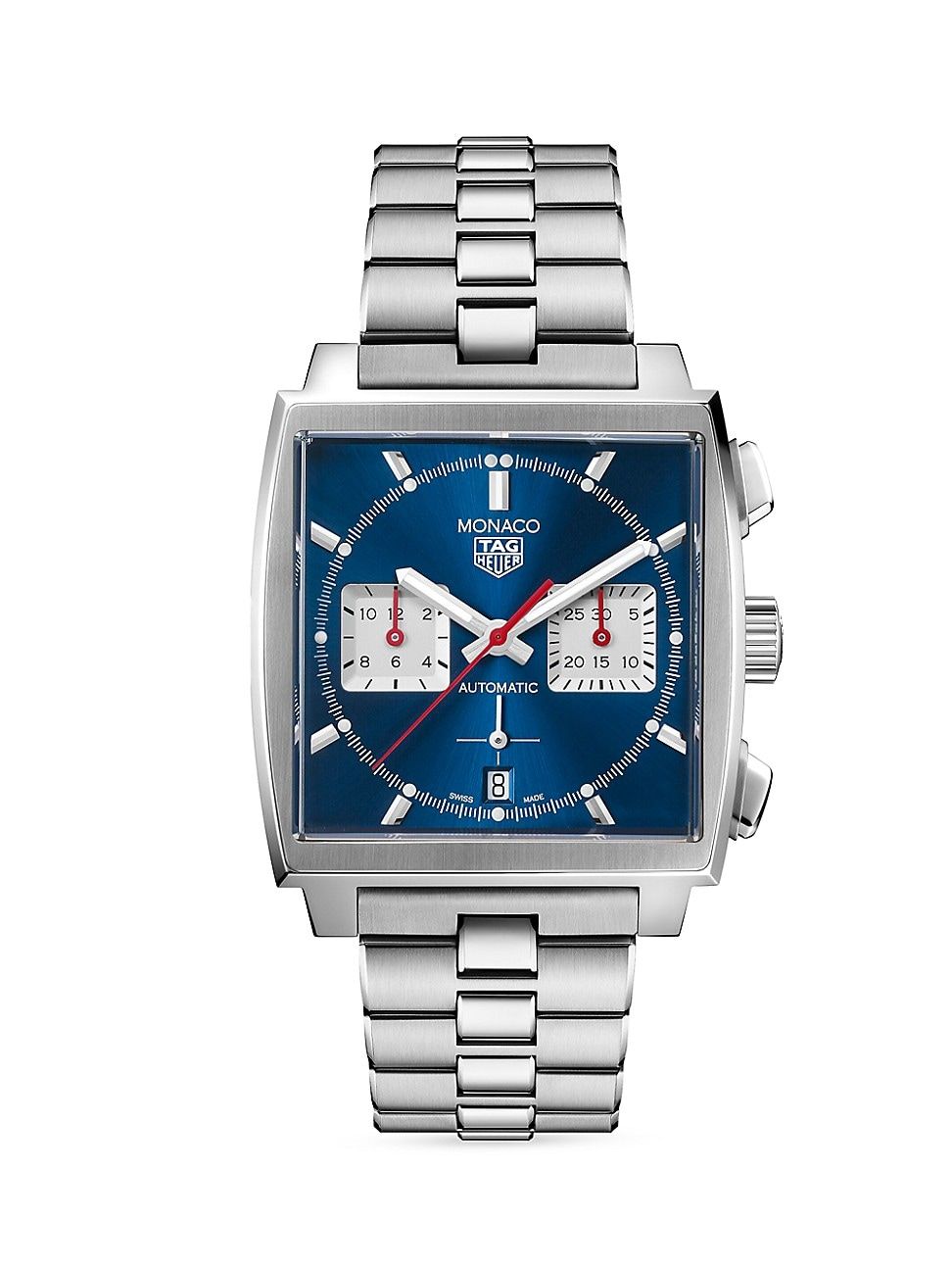 Men's Monaco Stainless Steel Chronograph Watch/39MM - Silver | Saks Fifth Avenue