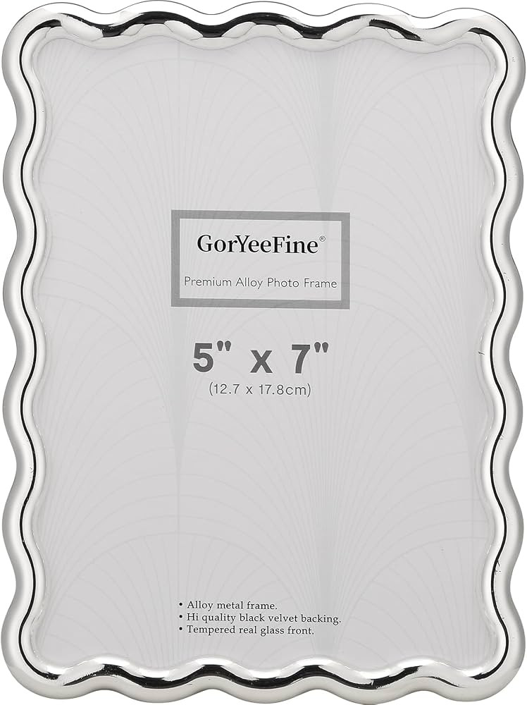 Silver 5 x 7'' Wave Design Photo Frame,High-End Heavy Duty Metal Picture Frames 7x5'' with Velvet... | Amazon (US)