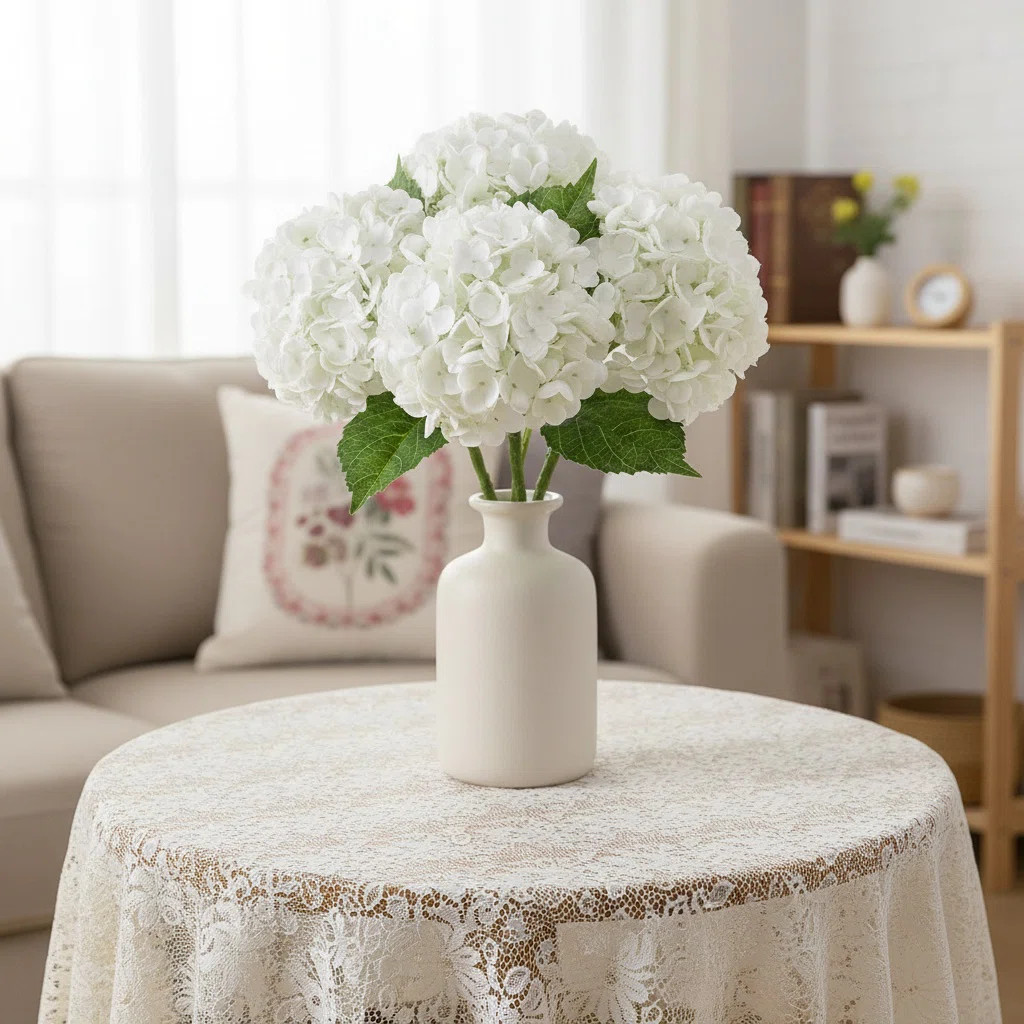 Set Of 4 Hydrangea Artificial Flowers - 17.71\u201d Tall Real Touch Faux Hydrangea Stems For Home... | Wayfair North America