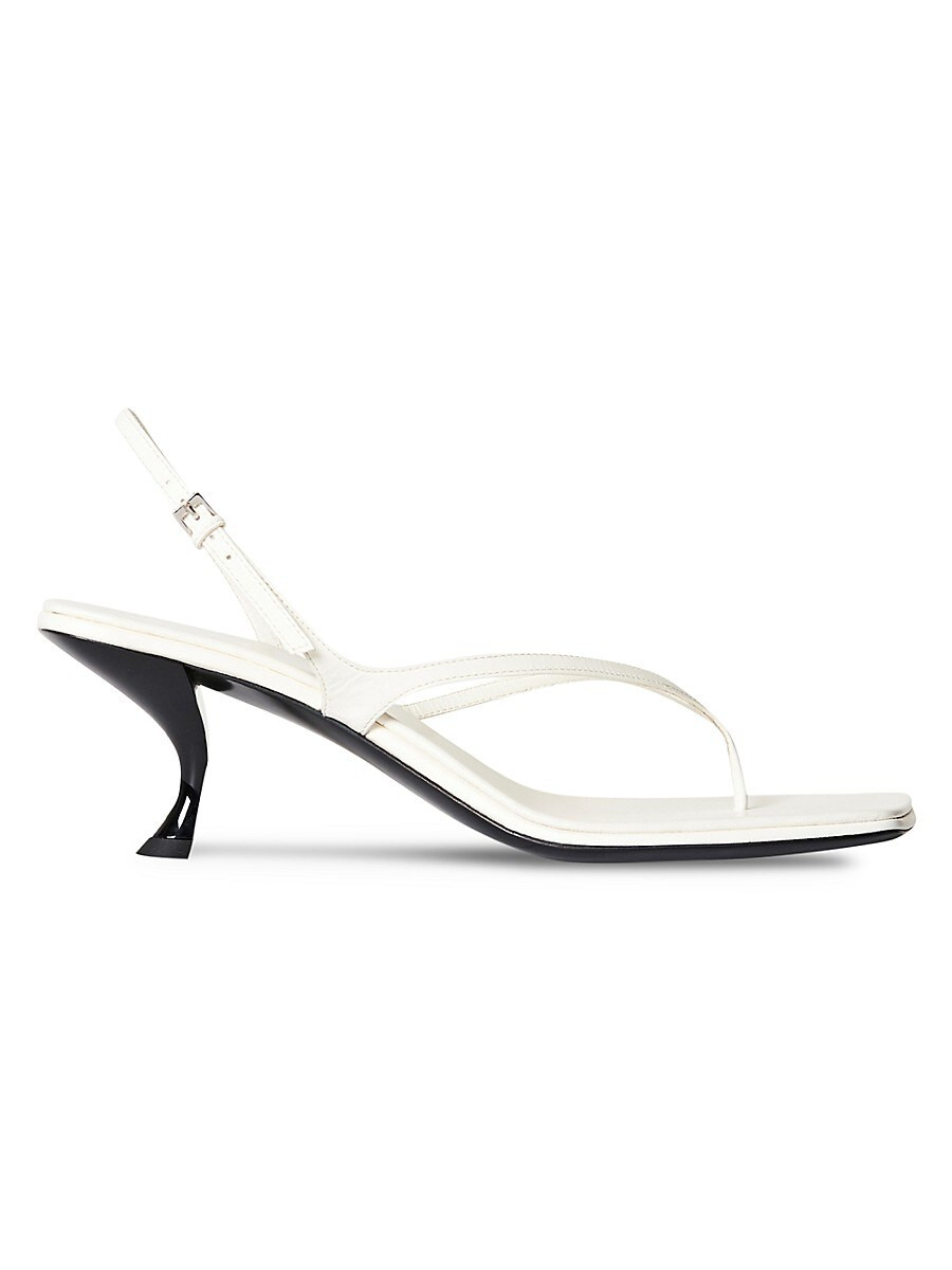 The Row Women's Constance Heeled Leather Sandals - Bianco - Size 37.5 (7.5) | Saks Fifth Avenue OFF 5TH