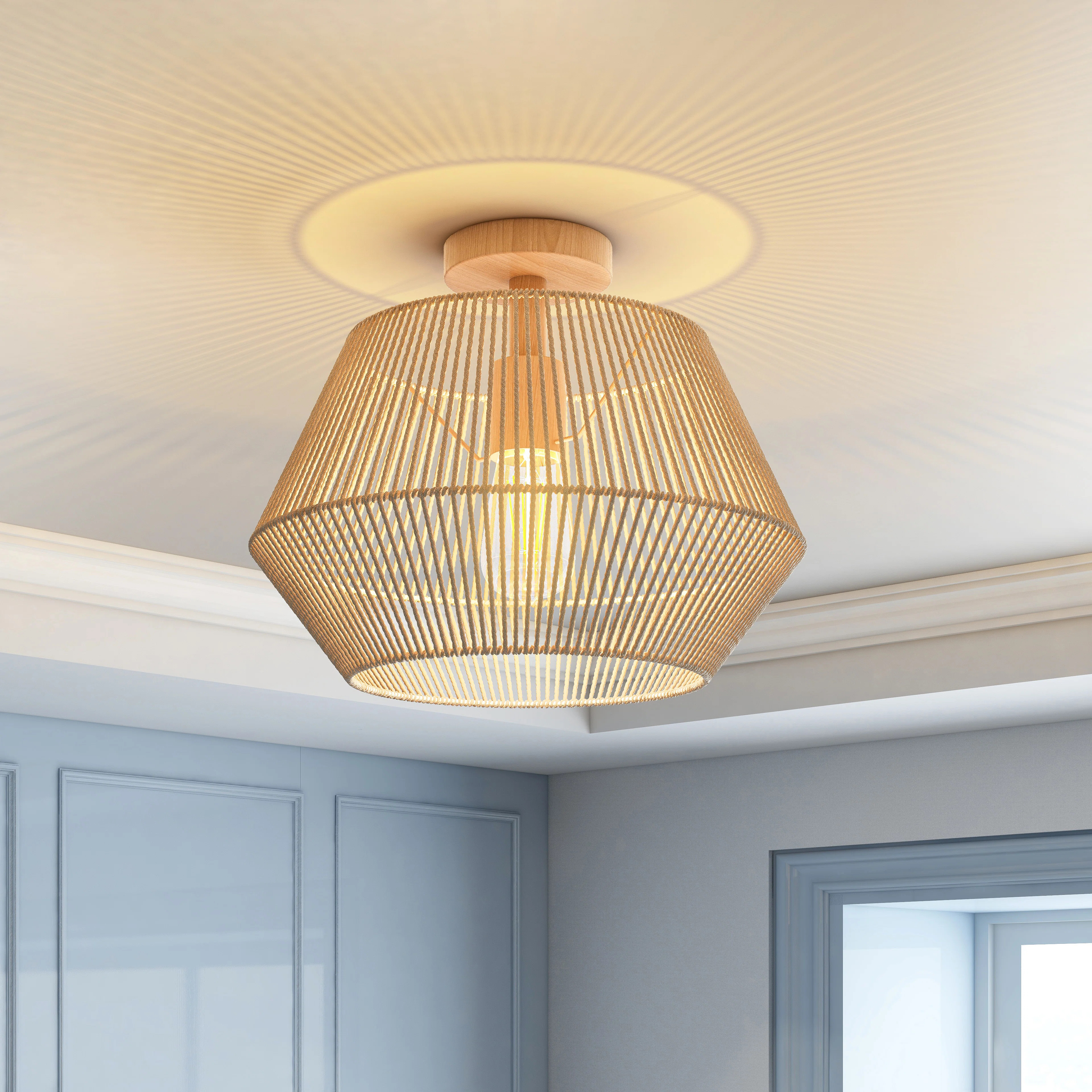 Armelia Rattan Semi Flush Mount | Wayfair North America