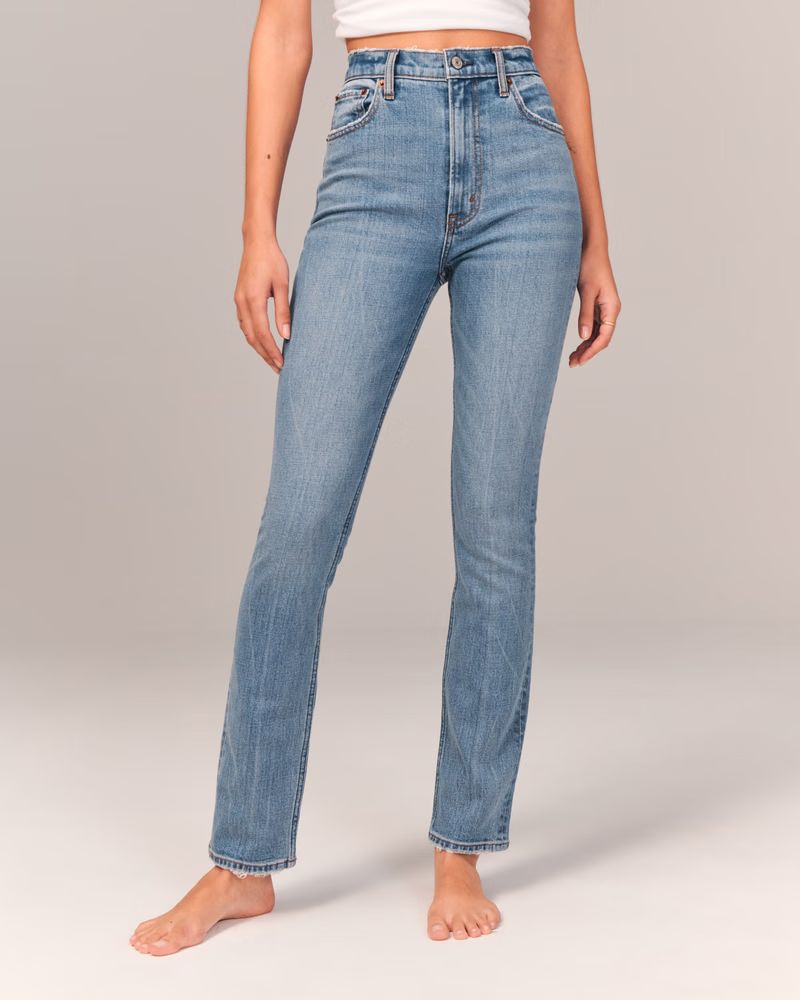 Women's Ultra High Rise Slim Straight Jean | Women's Bottoms | Abercrombie.com | Abercrombie & Fitch (US)