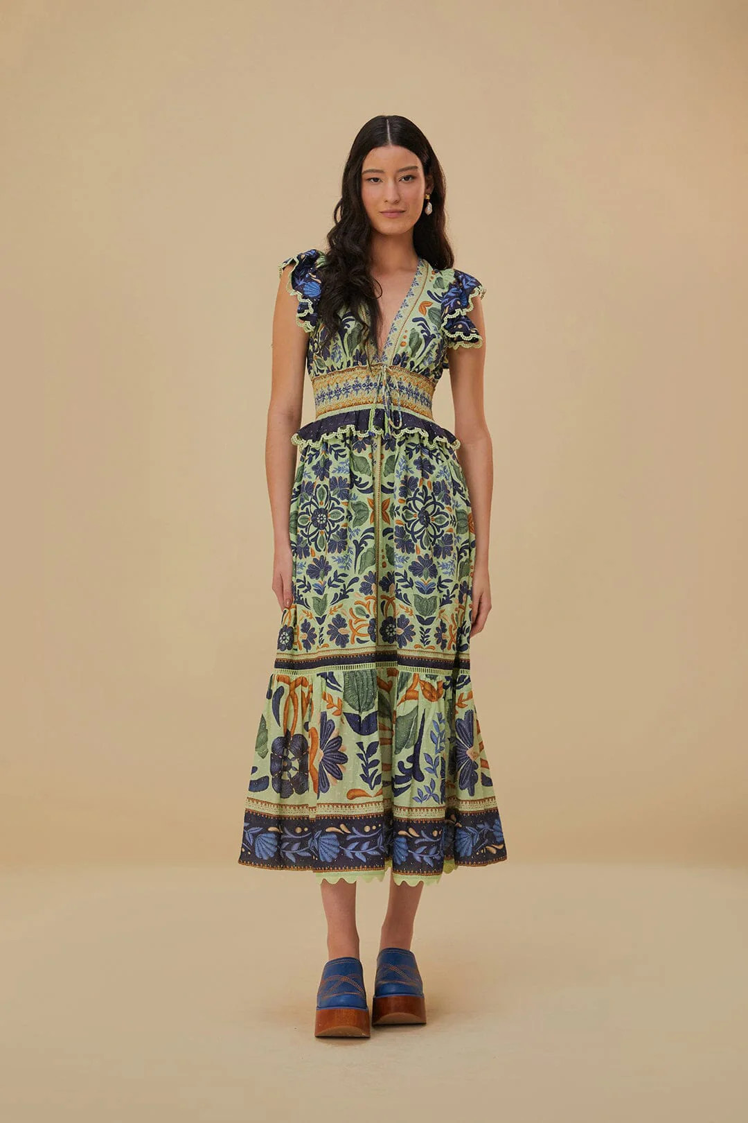 Green Ocean Tapestry Maxi Dress | FarmRio (US)