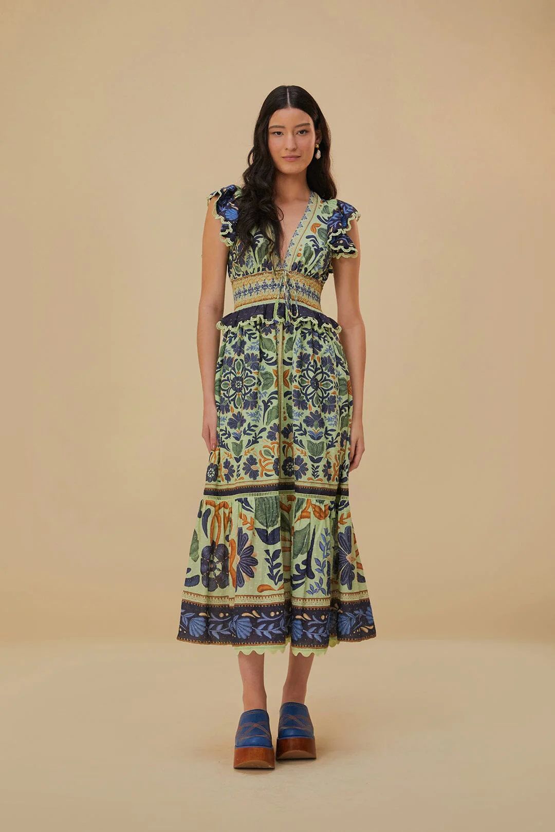 Green Ocean Tapestry Maxi Dress | FarmRio