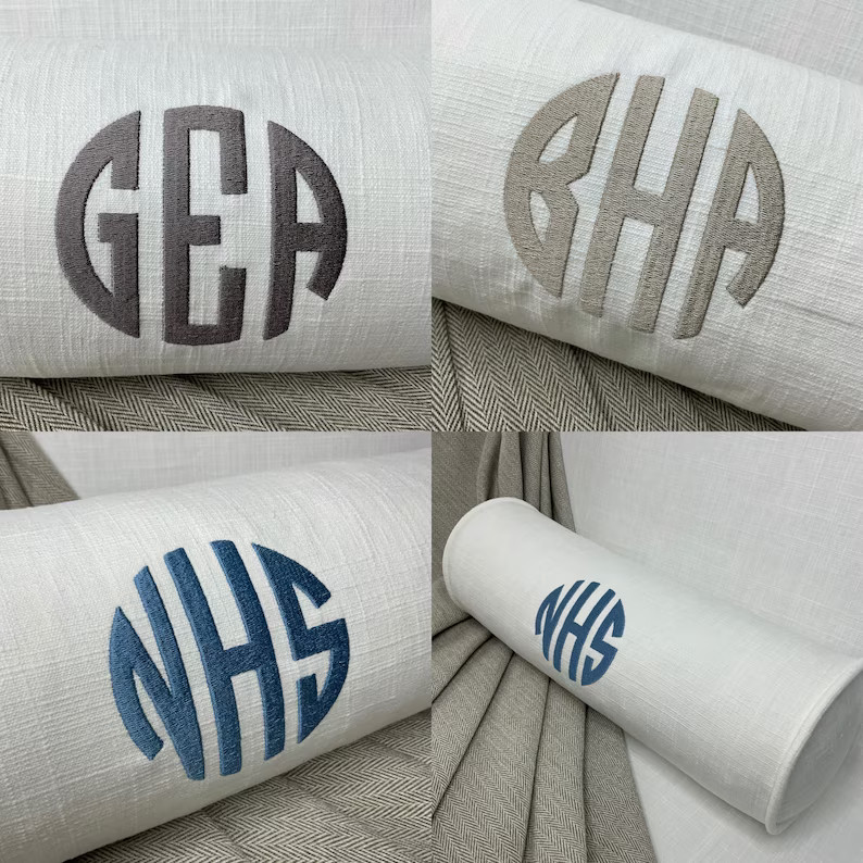 Luxury Personalised Name Initials Embroidered Bolster Cushion - Etsy | Etsy (US)