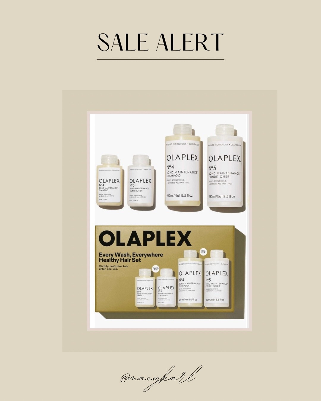 Olaplex Sale Alert! A four-piece hair-care set that includes the brand's Bond Maintenance Shampoo and Conditioner in full- and travel-sized bottles 

#LTKSaleAlert #LTKFindsUnder100 #LTKBeauty
