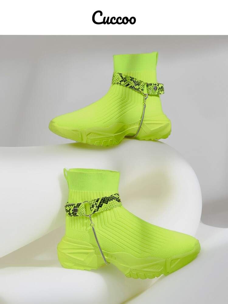Cuccoo Snakeskin Print High-Top Sock Sneakers | SHEIN