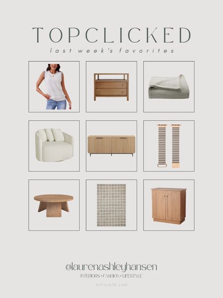 This week’s top clicked items! You guys are loving the new bedding refresh I did with Kohl’s! Beckham’s bedroom rug was a favorite, as well as the swivel chair and nightstands we have in our bedroom. This Amazon top is so cute and very affordable! All great pieces! 

#LTKStyleTip #LTKHome