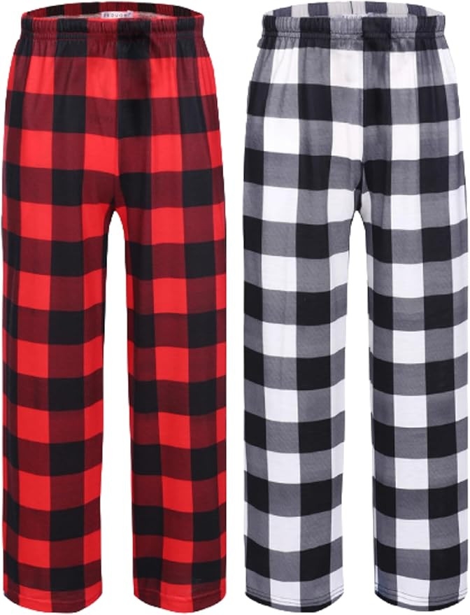 Ekouaer 2 Pack: Boys Pajamas Pants Soft Elastic Waist PJ Bottoms Comfy Lounge Long Pants with 2 P... | Amazon (US)
