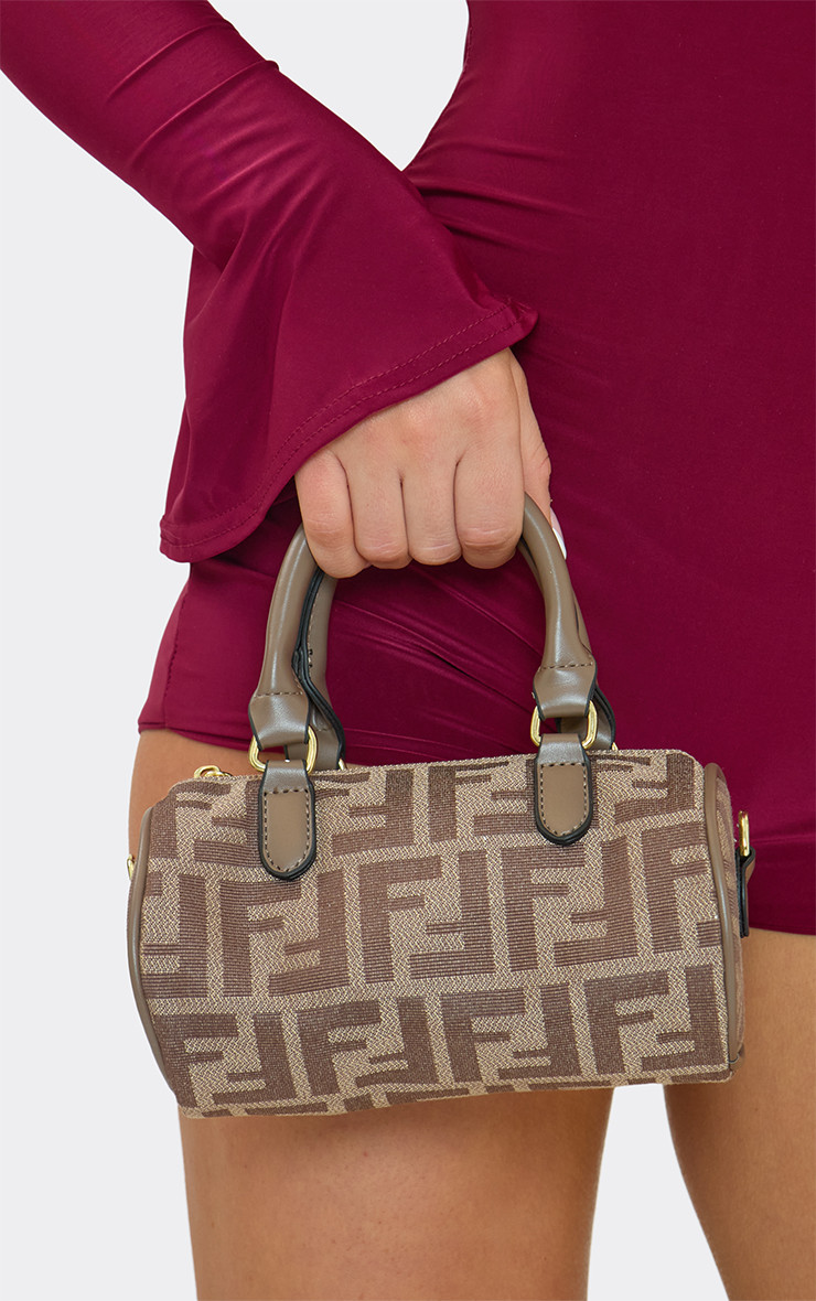 Menzie Printed Detail Grab Bag In Brown Fabric | EGO Shoes (US & Canada)