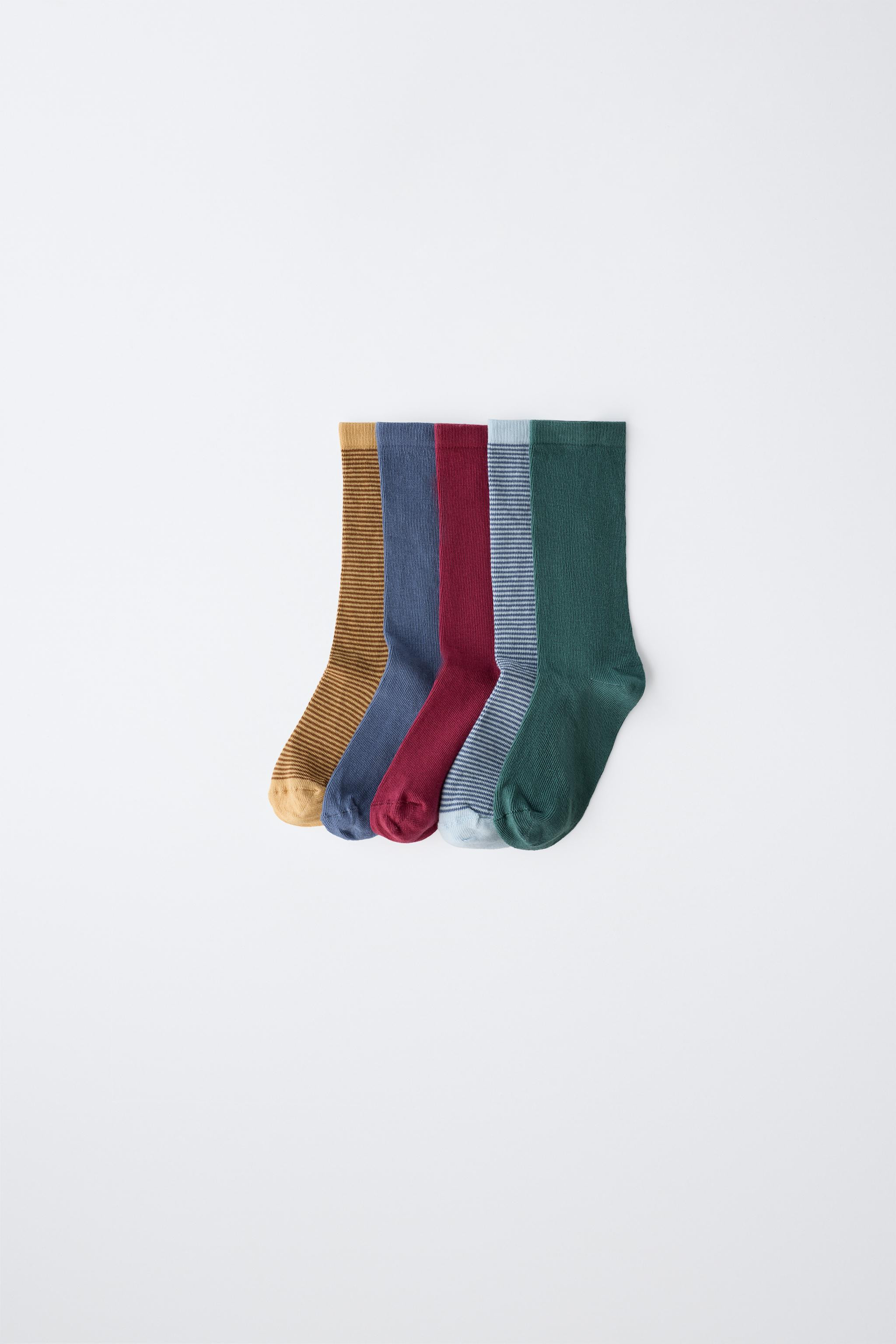 5-PACK STRIPED AND SOLID CREW SOCKS | Zara US