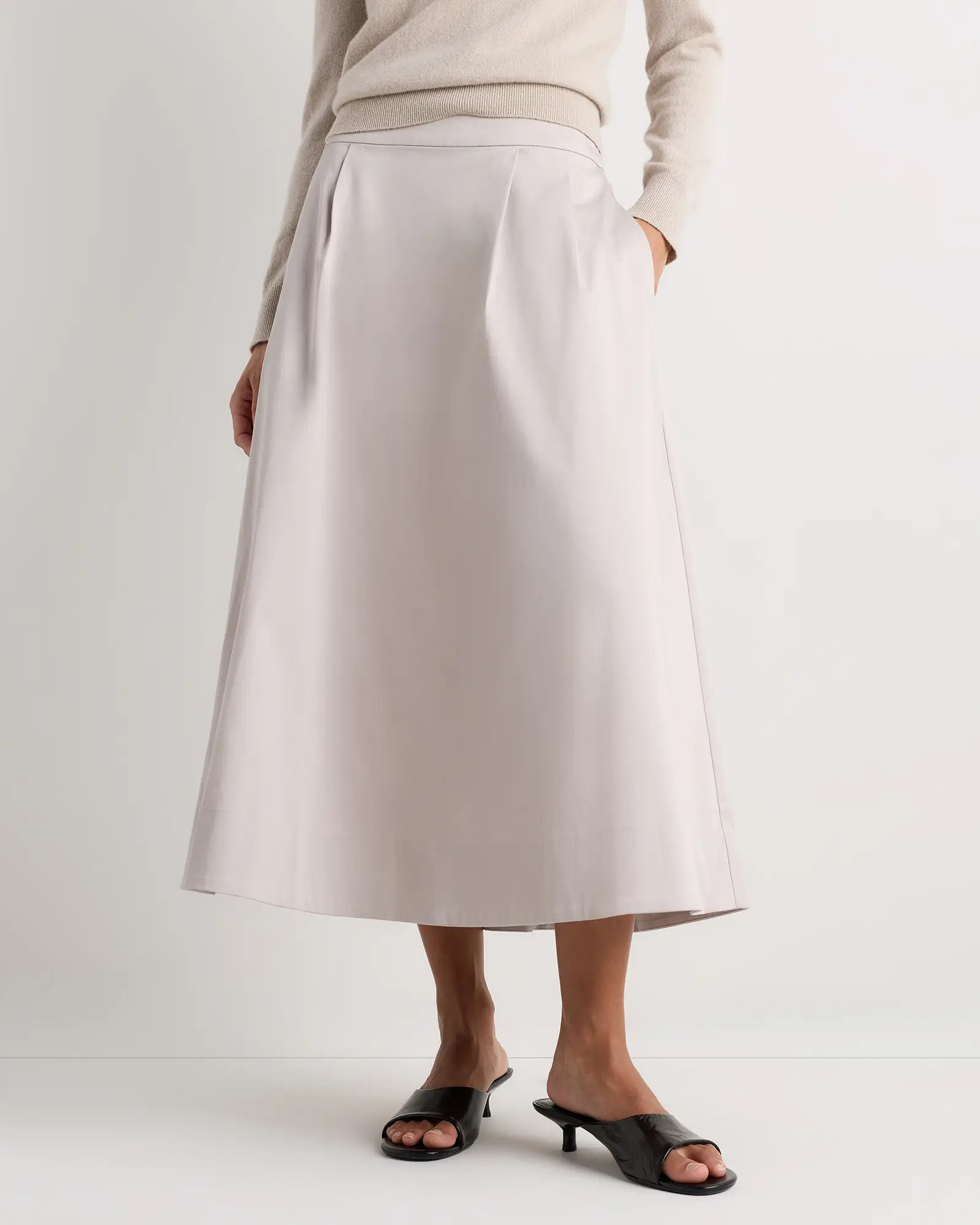 Organic Cotton Sateen A-line Midi Skirt | Quince