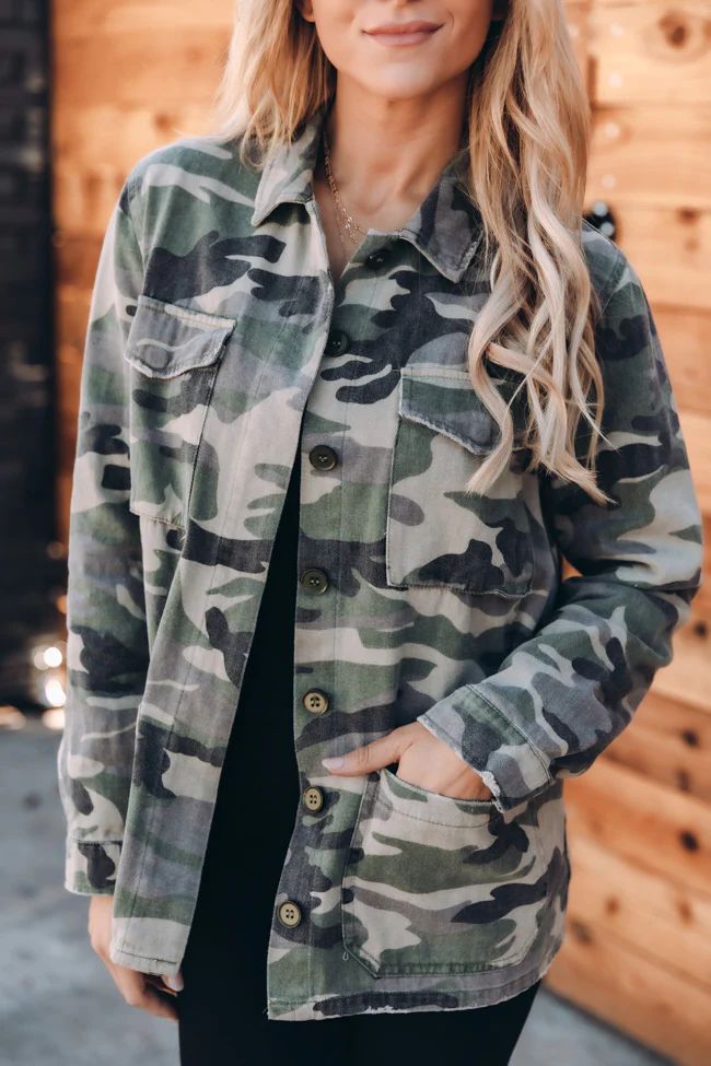 Never Without Your Love Camo Print Jacket | The Pink Lily Boutique