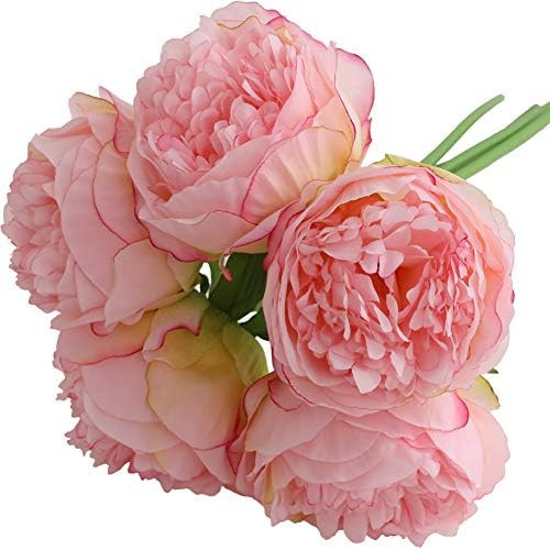 Felice Arts Silk Peony Bouquet 5 Heads Artificial Fake Flower Bunch Bouquet Bridal Bouquet Weddin... | Amazon (US)