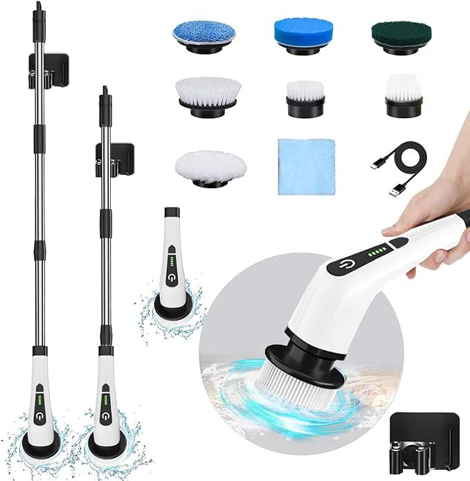Electric Spin Scrubber, LOSUY Cordless Cleaning Brush with 7 Replaceable Drill Brush Heads and 54... | Amazon (US)