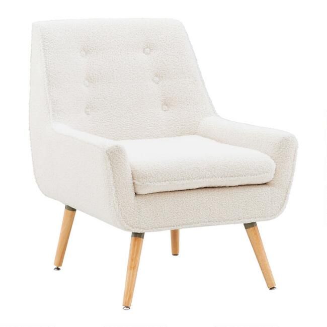 Ivory Faux Sherpa Brooks Upholstered Armchair | World Market