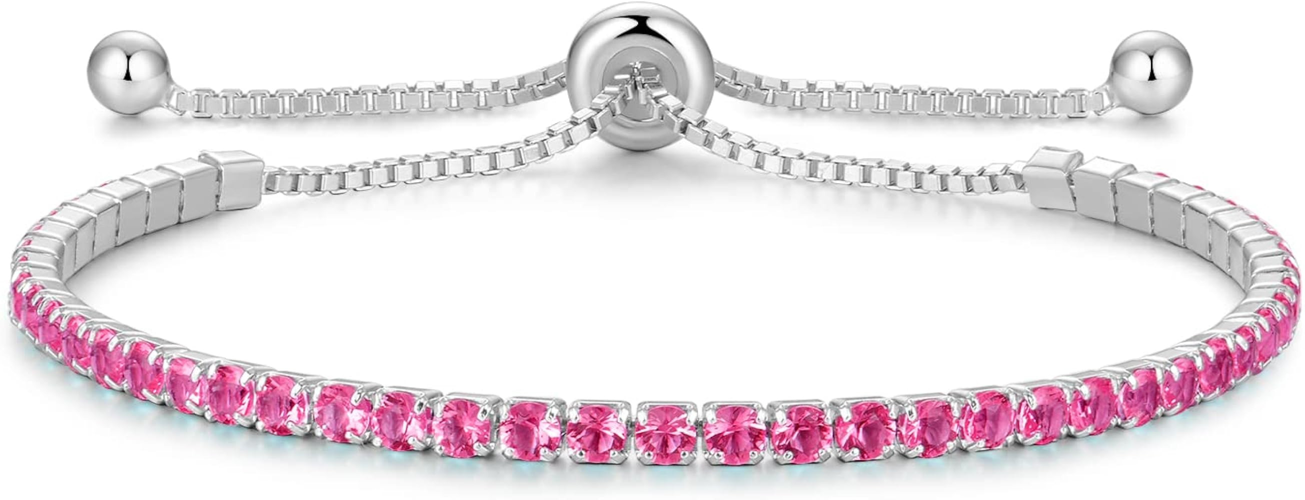 Cranmadia Sterling Silver Birthstone Tennis Bracelets for Women 2.5mm Tennis Bolo Bracelet Fashio... | Amazon (US)