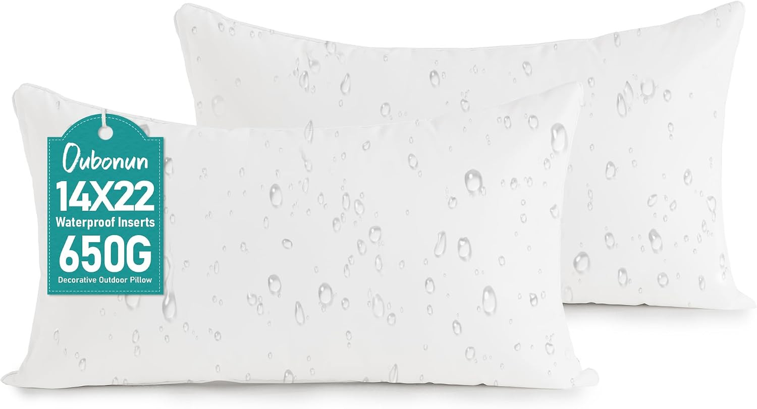 Oubonun Waterproof Outdoor Lumbar Pillow Inserts 14 x 22 Set of 2 | Amazon (US)