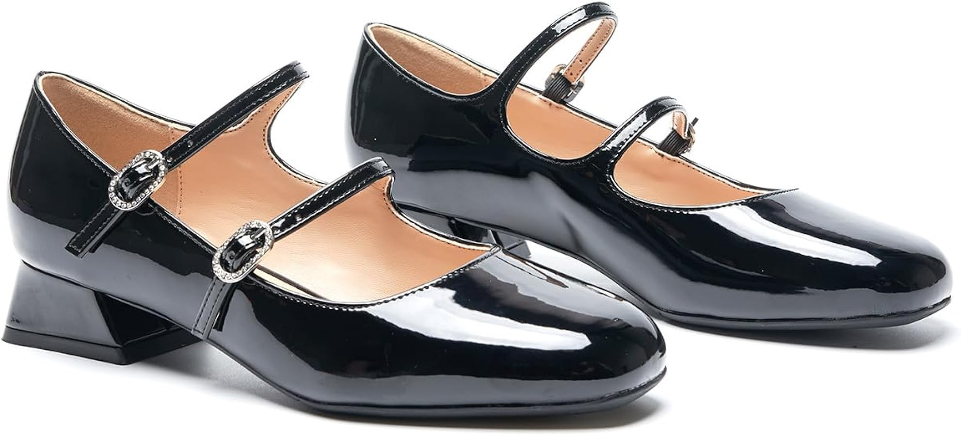 C.Paravano Womens Pumps | Mary Jane Shoes | Square Toe Low Heels | Block Heels | Amazon (US)